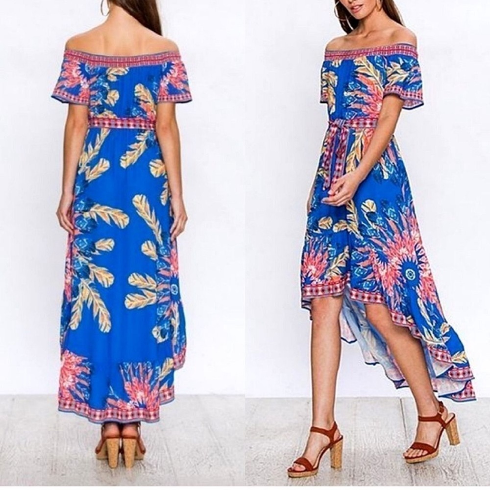 Flying Tomato Off Shoulder Maxi High Low Dress Size M
